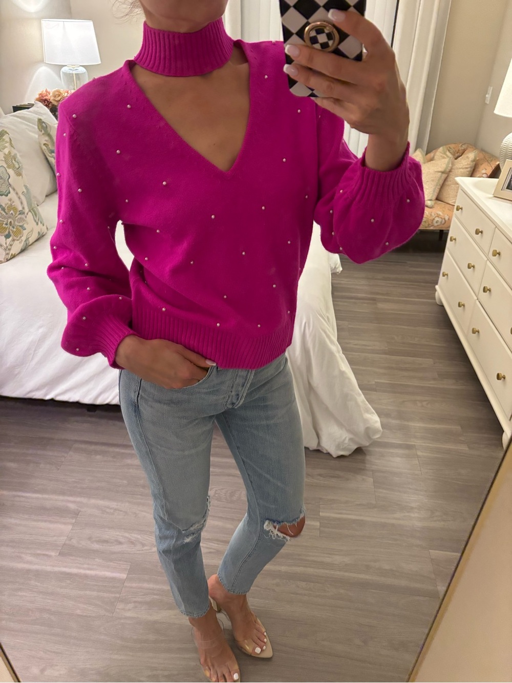 🌸 Generation Love New York Pearl-Embellished Cutout Sweater 🌸